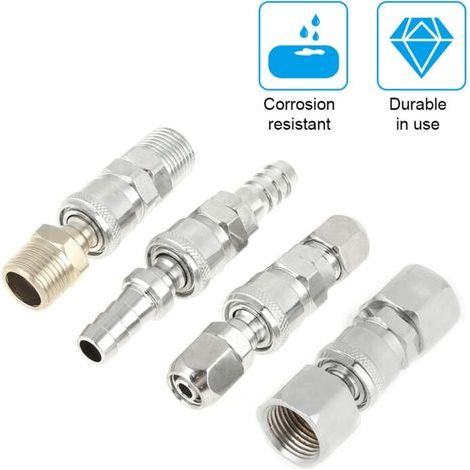Connecteurs de Tuyau de Compresseur D'air, 8 Pièces 1/2" BSP Filetage Mâle Raccords Rapides Ensemble avec 8 X 12 Mm Coupleur Rapide et Prise de Connecteur (1/5)