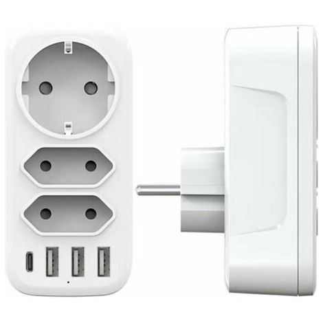 Regleta USB multi-socket, 3 tomas de corriente y 3 puertos USB (3A), cargador multi-USB 6 en 1 de 4000 W, regleta USB para el hogar, la oficina y los viajes, compatible con teléfonos y portátiles.