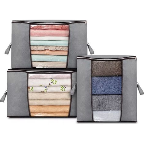 Grand sac de rangement pour vêtements, pliable, grande capacité, avec fenêtre transparente, idéal pour déménagement (1/5)