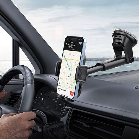 Auto-Handyhalterung mit Saugnapf für Armaturenbrett und Windschutzscheibe, 360° drehbar, ausziehbarer Arm, teleskopierbarer Winkel (1/5)