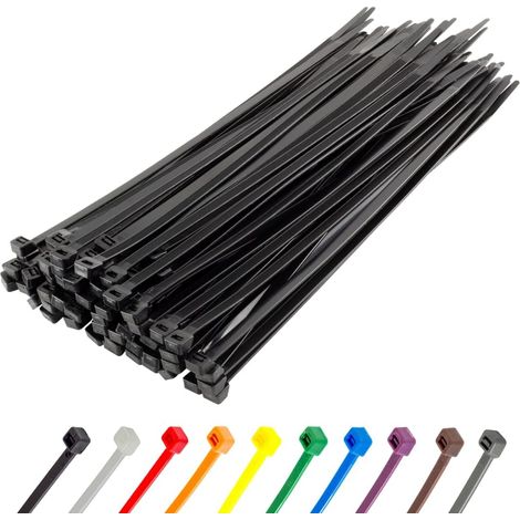 Colliers de serrage en nylon - 300 mm x 4,8 mm - Noirs - Résistants aux UV - Clips de câble - Lot de 100 (1/3)