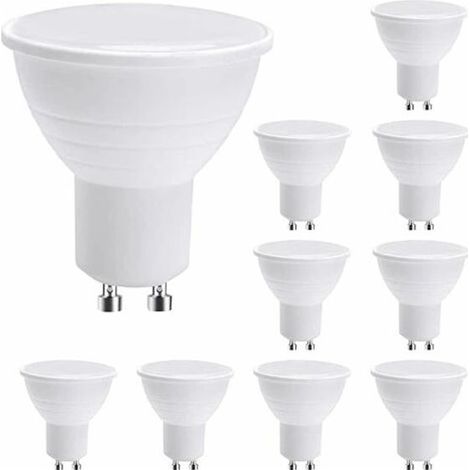 10er-Pack GU10-LED-Lampen, 7 W kaltweiß (entspricht 50 W Halogen), Energiesparlampe, 600 lm, 120° Abstrahlwinkel, nicht dimmbar… (1/5)