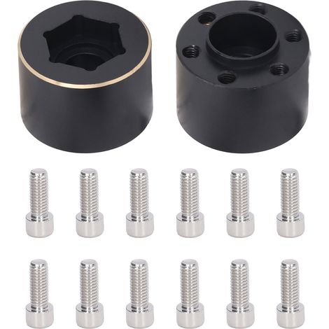 2x adaptateur hexagone roue 1.9-2.2 pouces en laiton noir pour voiture radiocommandée, élargisseur de moyeu 15mm/0.6in (1/5)
