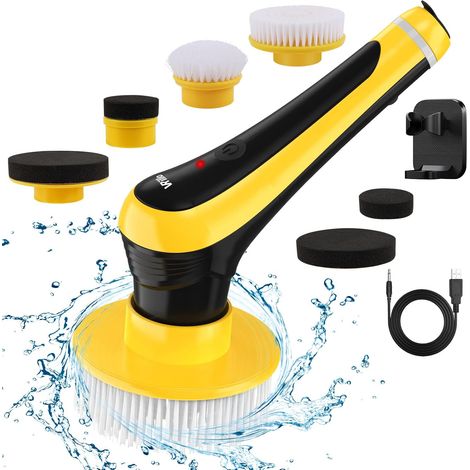 ZOLGINAH Handheld Spin Scrubber Power Brosse de Nettoyage électrique avec 6 têtes de Brosse interchangeables et Support Mural adhésif pour carrelage comptoir Baignoire (1/5)