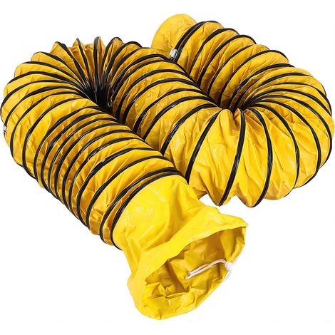 Tuyau flexible en PVC avec corde réglable, crochet en S et support en acier pour ventilateur, ventilateur d'extraction (jaune, 400 mm x 5 m) (1/5)