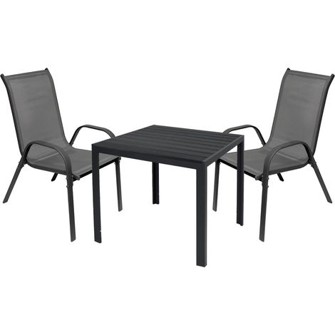 Gartengarnitur 3-teilig 90x90cm Anthrazit/Schwarz Non-Wood-M691922+2xMMC330881 (1/4)