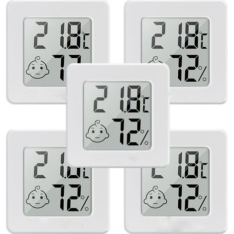 Mini higrómetro digital LCD para interiores, termómetro, monitor de temperatura y humedad para el hogar y la oficina, 5 unidades (1/5)