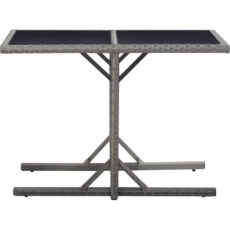 Gartentisch Anthrazit 110x53x72 cm Glas und Rattan