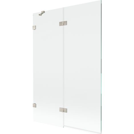 Paravent de bain 2 volets gauche 120 x 150 cm, transparent, nickel brossé - 897-120-100-97-00-L (1/5)