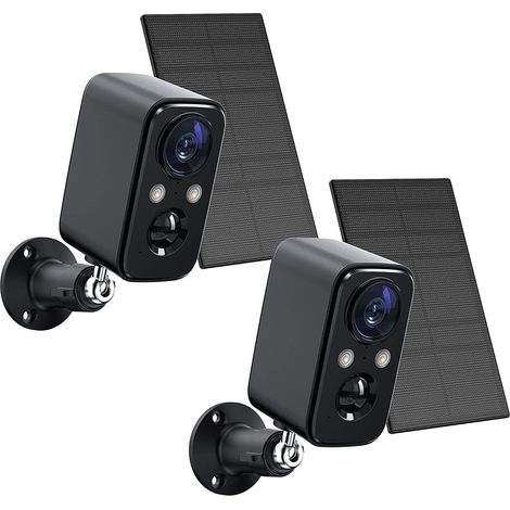 Camera WiFi Exterieure sans Fil Batterie,Camera WiFi Solaire avec Vision Nocturne Couleur,PIR Détection Mouvement,Audio Bidirectionnel,IP66(2 Paquets-Noir) (1/5)