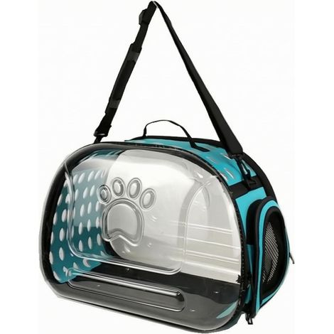 Sac de transport pour chat et chien - Léger et respirant - Sac à main avec bandoulière - Pour voyage, avion, train et voiture - 42x28x32 cm-Bleu clair (1/5)