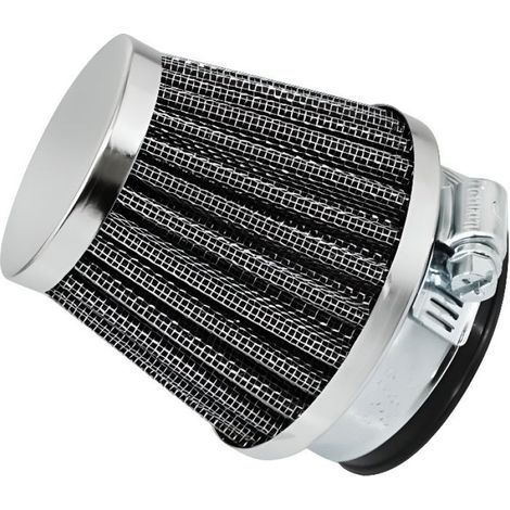 Cornet de filtre à air droit conique Replay Ø50mm chromé pour moto café racer