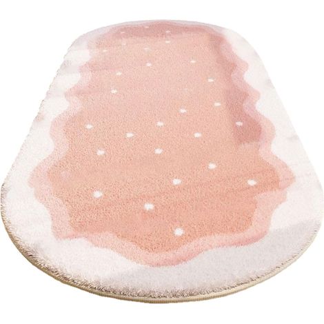 Weicher Schlafzimmerteppich, ovaler Teppich, kleiner Zimmerteppich, Wohnzimmerteppich, rutschfester, moderner Heimdekorationsteppich für das Schlafzimmer (rosa/40120 cm) (1/2)