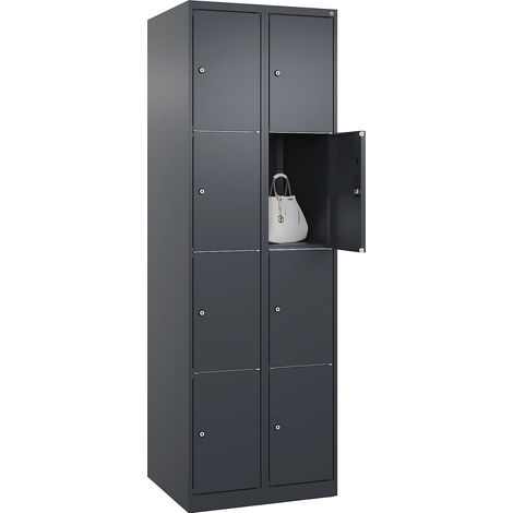C+P, Vestiaire à 4 casiers Classic PLUS, 2 compartiments, gris (1/5)