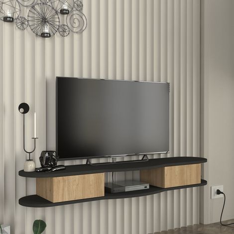 TV-Lowboard hängend Nyskiri 150x35x19 cm Anthrazit/Eicheoptik [en.casa] (1/5)