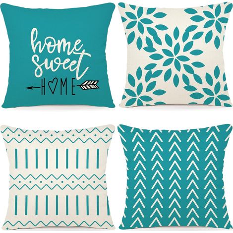 Lot de 4 45x45CM Housse Coussin Décoratif Canapé Taie d'oreiller Decoration Canapé Housses de Coussin en Lin d'extérieur Housse de Coussin Décoration pour Chambre, canapé, Chaise, Lit,Jardin (1/5)
