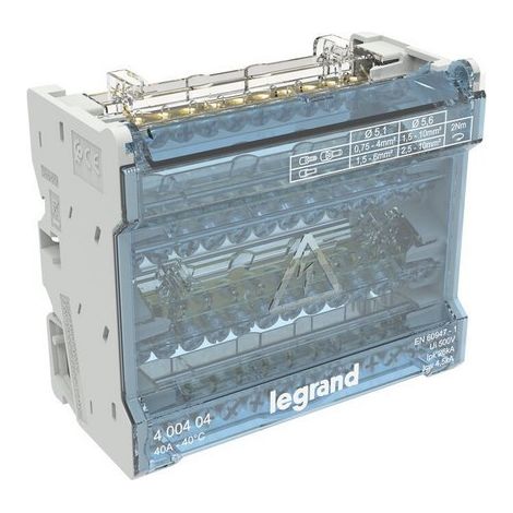 LEGRAND 400404 Répartiteur modulaire jeu de barres décalé 4P 40A 12 sorties 6 modules
