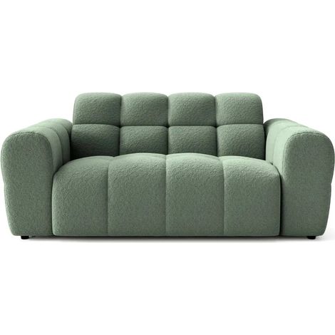 ALEXIA - Canapé droit tissu bouclette 2 places - Vert