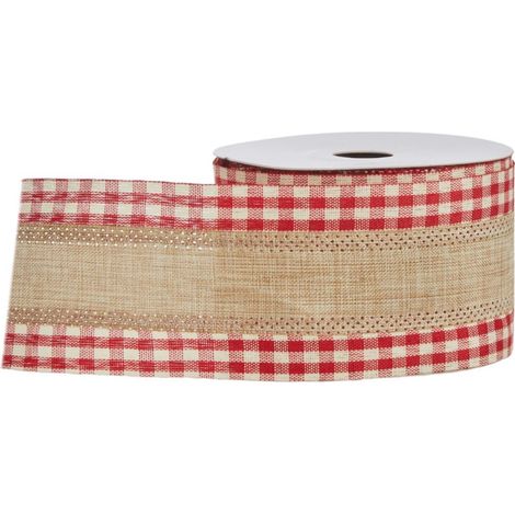 ARPIMEX Nastro Rustico Natale H 6,3 Cm L 9,14 Mt Rosso Beige