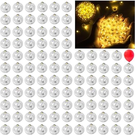 Guirlande lumineuse LED pour ballons (100 LED), mini guirlandes lumineuses LED blanc chaud pour ballons, guirlandes lumineuses rondes pour fêtes (anniversaire, mariage, lanternes en papier, Halloween, (1/5)