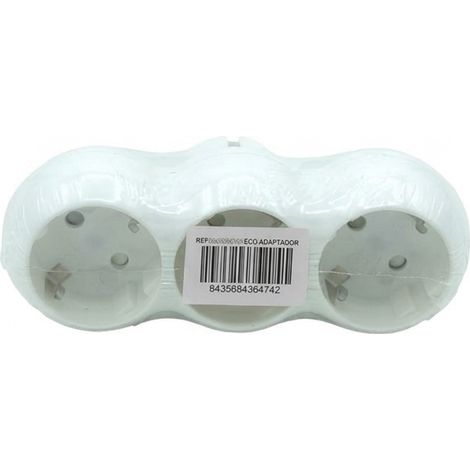 Eco Adaptador 3 tomas retráctil Mod7 2P+T 16a 230v Blanco protección infantil 5x14x8cm