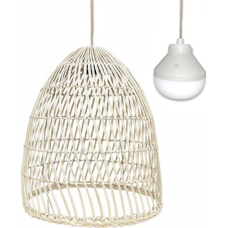 Lumisky Suspension PAULO NOMAD en rotin naturel style bohème avec ampoule LED blanc/RGB nomade (1/5)