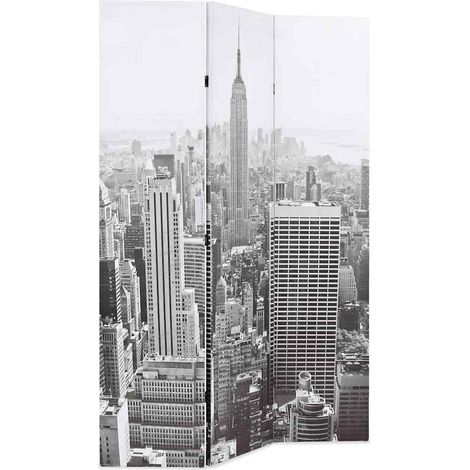 Cloison de séparation pliable 120x170 cm New York Noir et blanc (1/5)