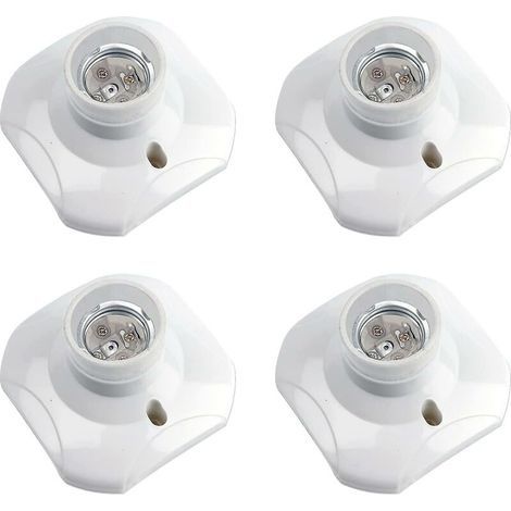 Douille Plafond E27 à Visser, Douille E27 Garage, AC 220-240V, Support Douille pour Ampoule LED, Base Plafonnier Culot E27, Base de Lampe Plastique Blanche pour Lampe au Mur, lot de 4 (1/4)