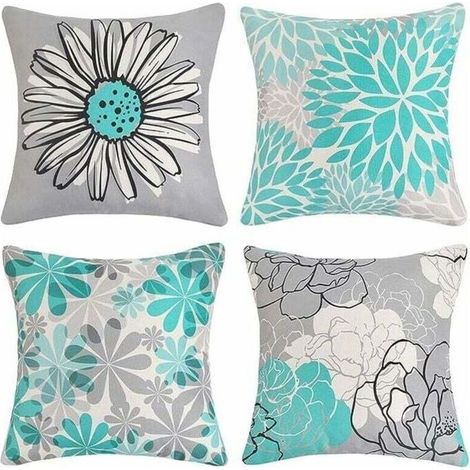 [NON UTILIZZATO] Set di 4 federe per cuscini in lino sintetico 100% poliestere – Impermeabile – 45 x 45 cm – Decorazione per soggiorno, camera da letto, giardino
