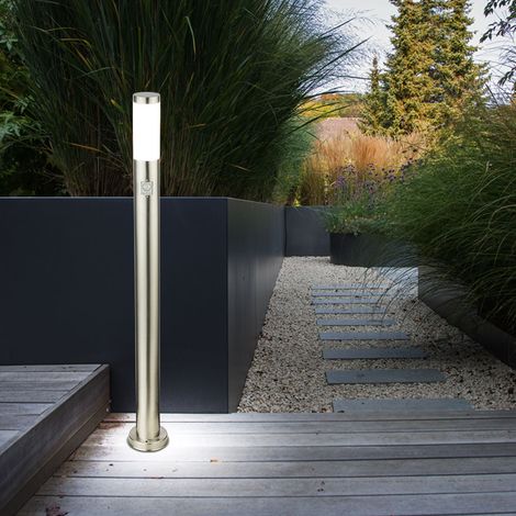 Lampadaire extérieur en acier inoxydable détecteur de mouvement piliers lumière de support de jardin dans un ensemble comprenant des ampoules LED