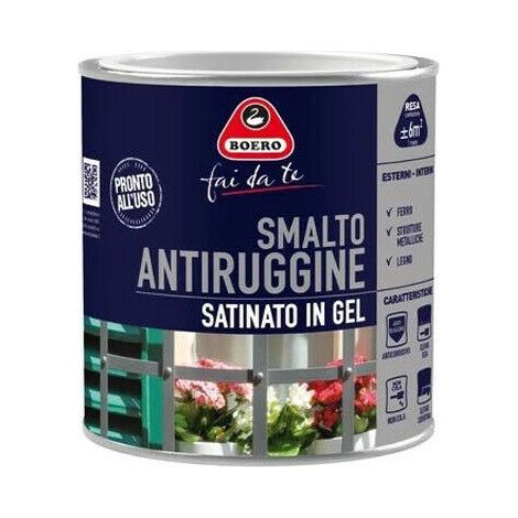 Smalto Pittura Antiruggine Satinato in Gel NON Cola Interno Esterno 972 Boero - Colori: Nero - Formato: 0,5 L (1/2)