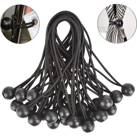 "Correas para lonas de 3,5 mm, negras, 15 cm, Pomos de plástico resistentes, Fijación duradera para lonas, Resistentes a la intemperie prácticas" (1/5)