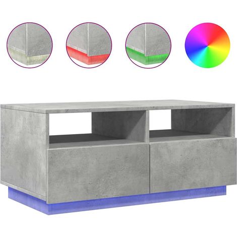 Tavolino da salotto con cassetto design moderno con luci LED 90 x 49 x 40 cm grigio legno ingegnerizzato DEC037665