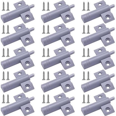 30 amortiguadores grises para puertas de armarios + 60 topes atornillables de 144 mm para puertas de armarios, cajones, baño y oficina. (1/5)