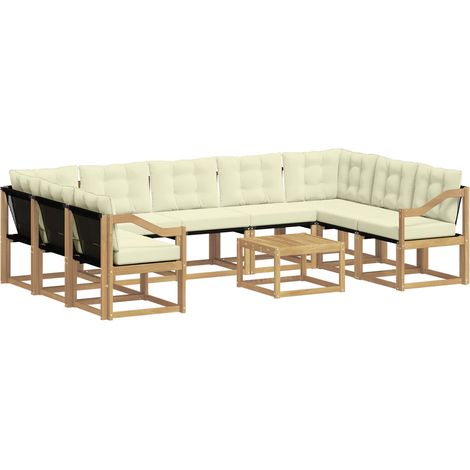 Set di divani da esterno 10 pz 9-Posti Bianco e Crema vidaXL (1/5)