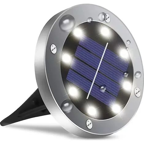 (dilei1pc Lumière Blanche) Lampe solaire LED IP68 d'extérieur au sol, pour allée, terrasse, jardin, cour, pelouse, etc. (1/5)
