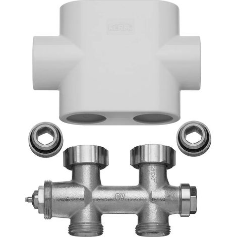 Kermi Jeu de robinets thermostatiques équerre passage droit cache blanc