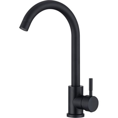 Mitigeur de Cuisine Noir Robinet de Cuisine Bec Rotatif  360° Robinet Mitigeur d'Evier en Acier Inox Durable