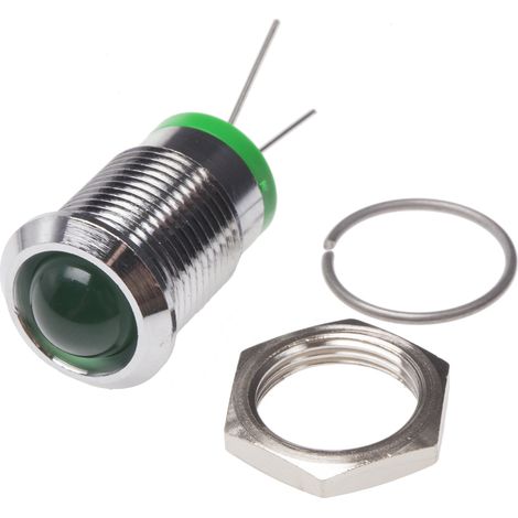 Voyant LED lumineux Vert RS PRO, dia. 14mm, 2.1V c.c. ( Prix pour 1 )