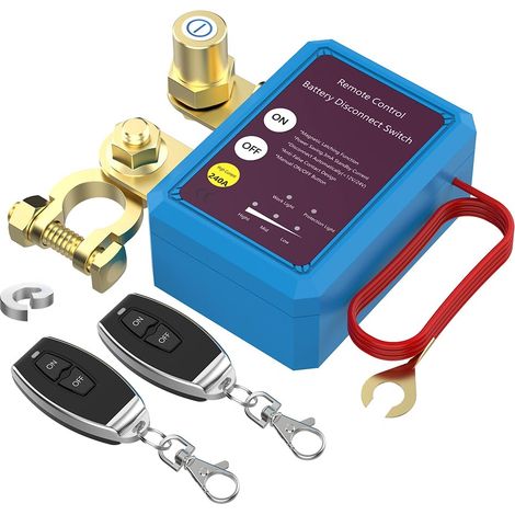 Interruttore di emergenza per auto, interruttore di scollegamento remoto della batteria da 12 V 240 A, interruttore di emergenza antifurto, interruttore di spegnimento/spegnimento automatico per auto,
