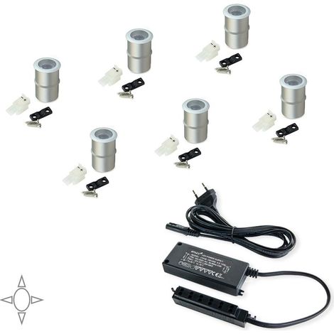Luci LED, D. 18 mm, ad incasso, convertitore 15 W, Luce bianca naturale, Alluminio, Anodizzato opaco, 6 pezzi 5073962 EMUCA (1/5)