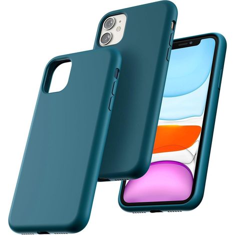 iPhone 11 Hülle Silikon, stoßfest, kratzfest, rutschfest, Grau Grün (1/5)