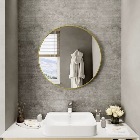 Miroir rond 100 cm avec cadre doré (1/4)