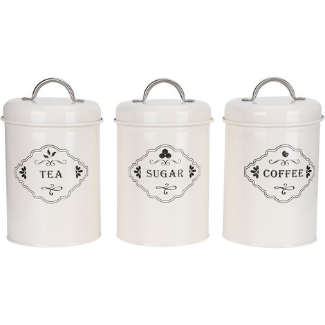 Bocaux de stockage de cuisine, 3 pièces/ensemble, botes de sucre, café, thé, récipient de stockage scellé pour aliments (1/5)