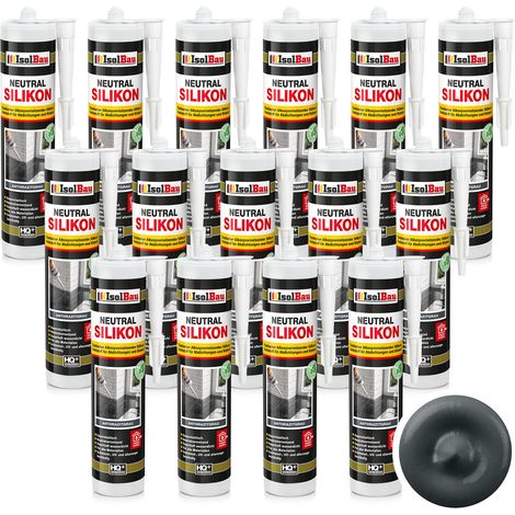 IsolBau Silicone Neutro Antracite Neutralsilikon 15 x 300ml (1/5)