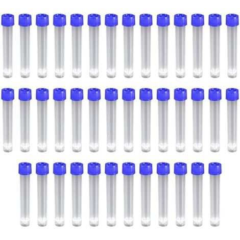Lot de 40 Tubes à Essai Gradués 10ml, Blue Cryotubes En Plastique Tubes, Tube de Fiole Congelé en Plastique avec Bouchon à Vis, Flacon Transparent, Tubes à essai en plastique (1/4)