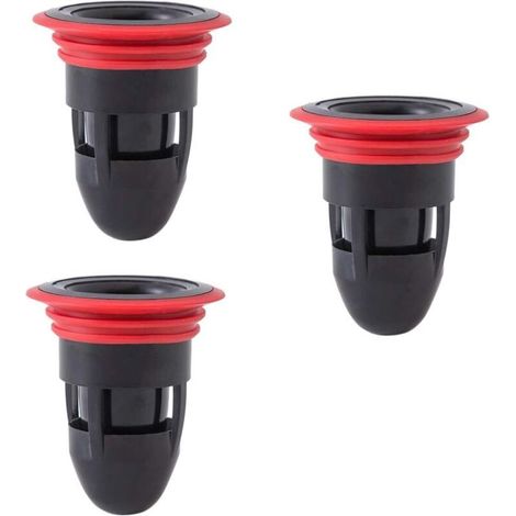 Siphon de sol anti-odeur pour douche – Sans filtre – Déodorant et anti-retour – Drain de sol pour salle de bain et cuisine – Lot de 3 pièces noir (1/5)
