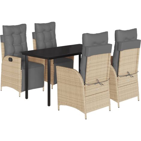 Maison Exclusive - Set comedor de jardín 5 pzas con cojines ratán (1/5)