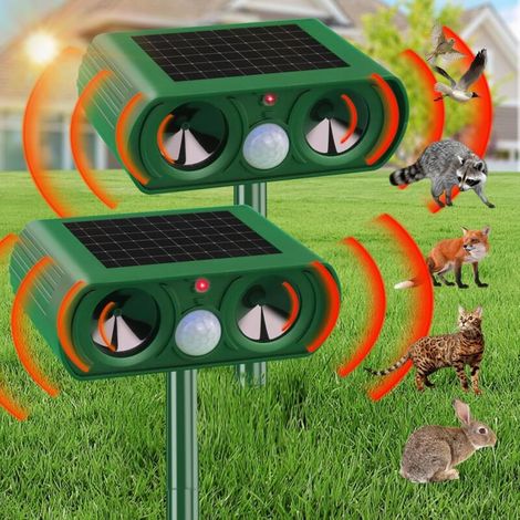 Lot de 2 répulsifs solaires à ultrasons pour insectes, repousse efficacement les oiseaux, les souris et les rongeurs (1/5)