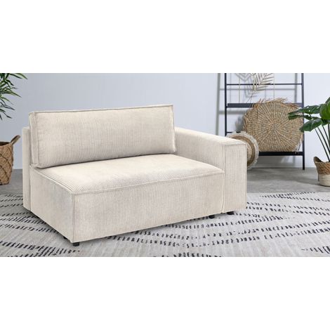 BOBOCHIC - Chauffeuse 2 places avec accoudoir pour canapé modulable NIHAD tissu velours côtelé Angle droit Beige (1/3)